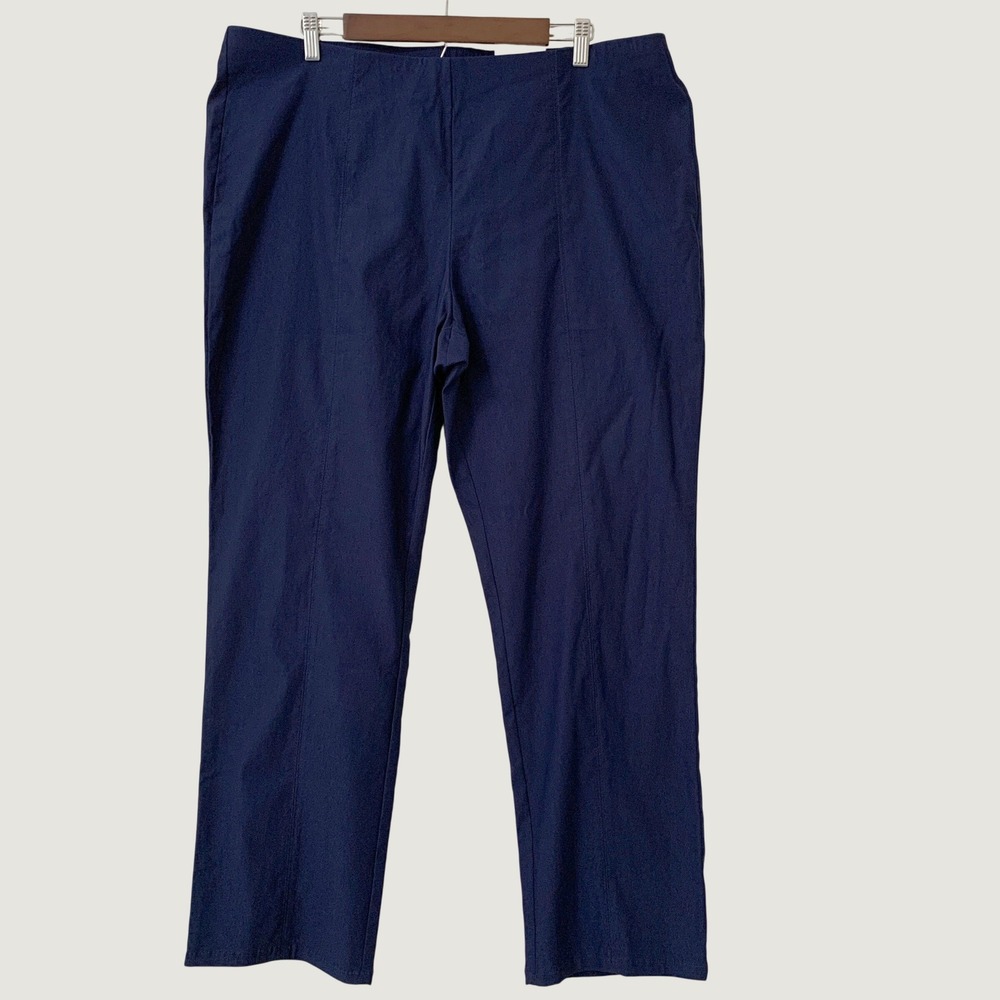 NWT Croft & Barrow Pants Women 18W Navy Blue Pull On Mid-Rise Straight Stretch